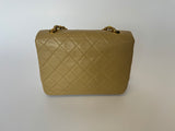 Chanel Vintage Mini Square Flap Bag In Beige Lambskin GHW