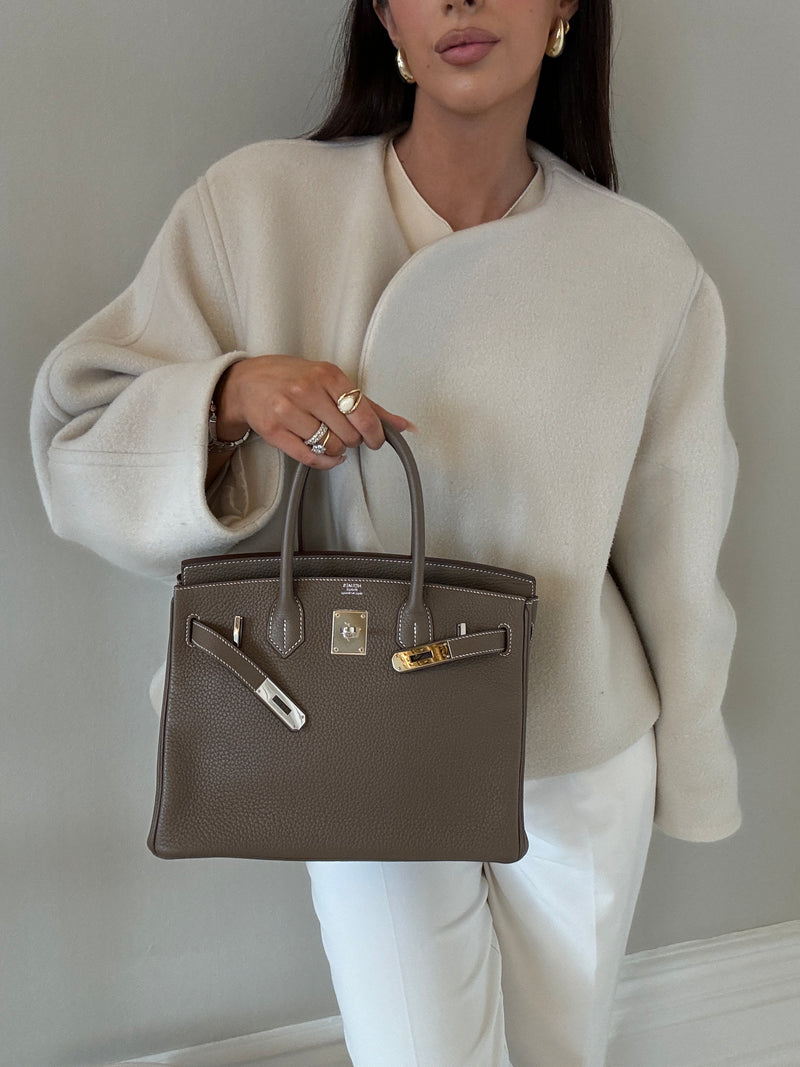 Hermès Birkin 30 In Etoupe Clemence PHW