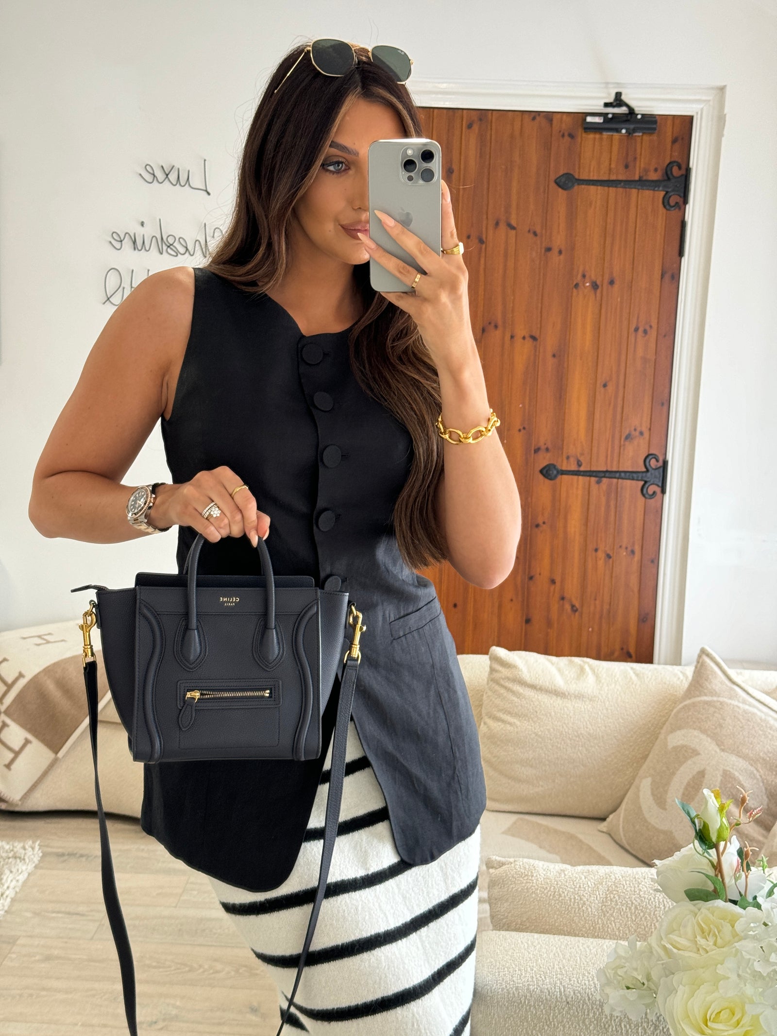 Celine Nano Luggage In Navy Calfskin