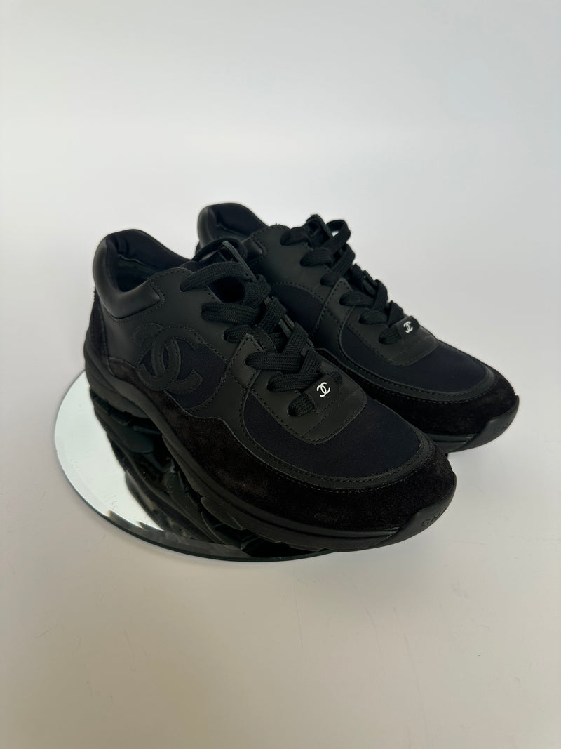 Chanel Black CC Sneakers ( 37/UK4)