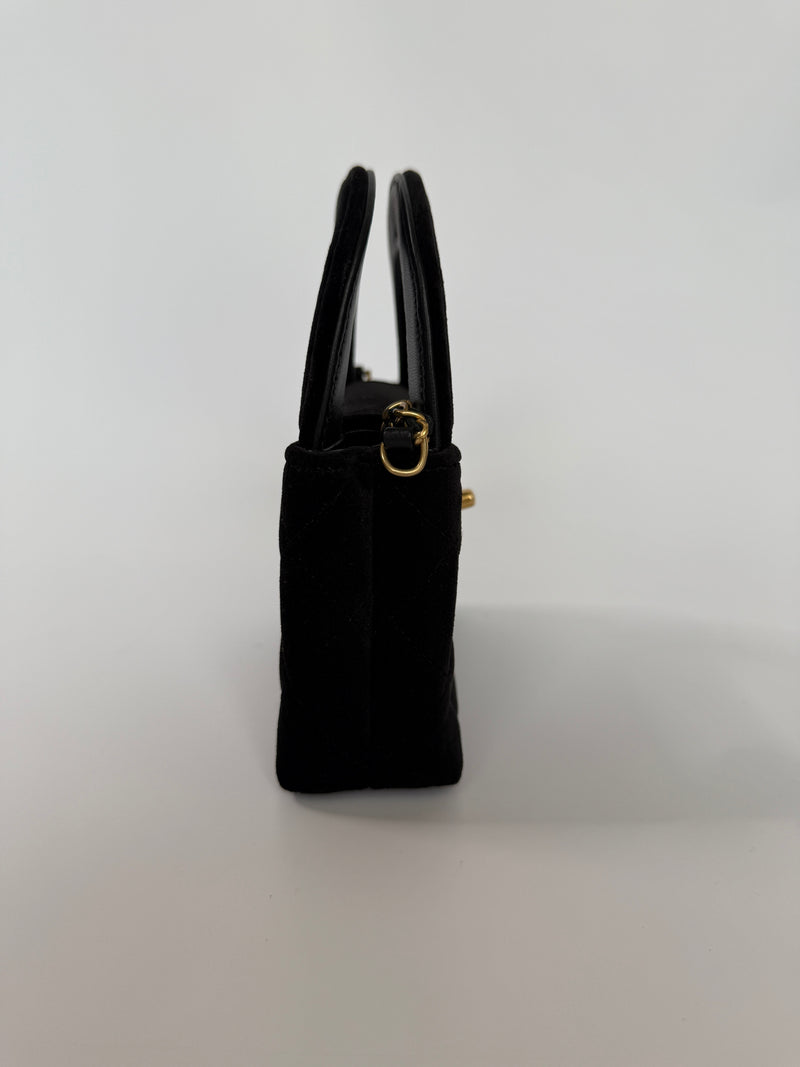 Chanel Micro Kelly Bag In Black Velvet GHW