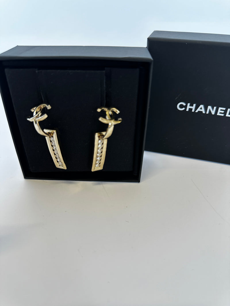 Chanel CC Crystal Drop Earrings