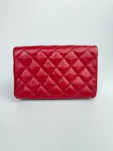 Chanel Red Lambskin Mini  Flap Bag