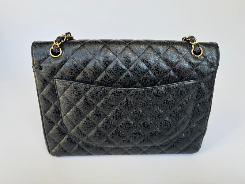 Chanel Maxi Classic Double Flap In Black Caviar GHW