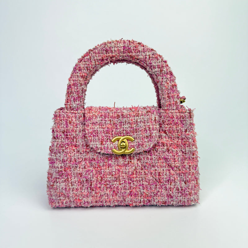 Chanel Mini Kelly Bag In Pink Tweed GHW