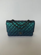 Chanel Medium Classic Flap In Iridescent Turquoise Lambskin SHW