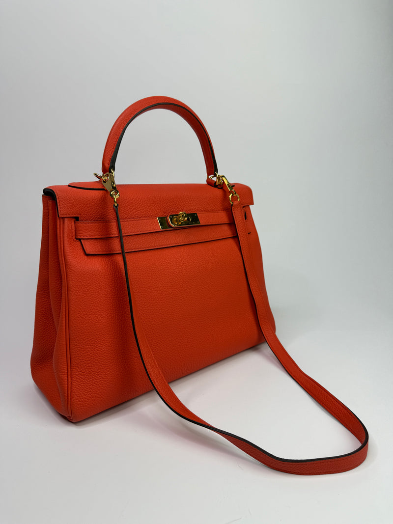 Hermès Kelly 32 In Cappucine Togo Leather GHW