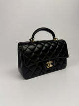 Chanel Top Handle Mini Rectangle In Black Lambskin GHW