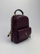 Chanel Quilted CC Mini Classic Backpack In Burgundy With PGHW