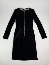 Balmain Black Velvet Studded Dress (Size40/UK12)