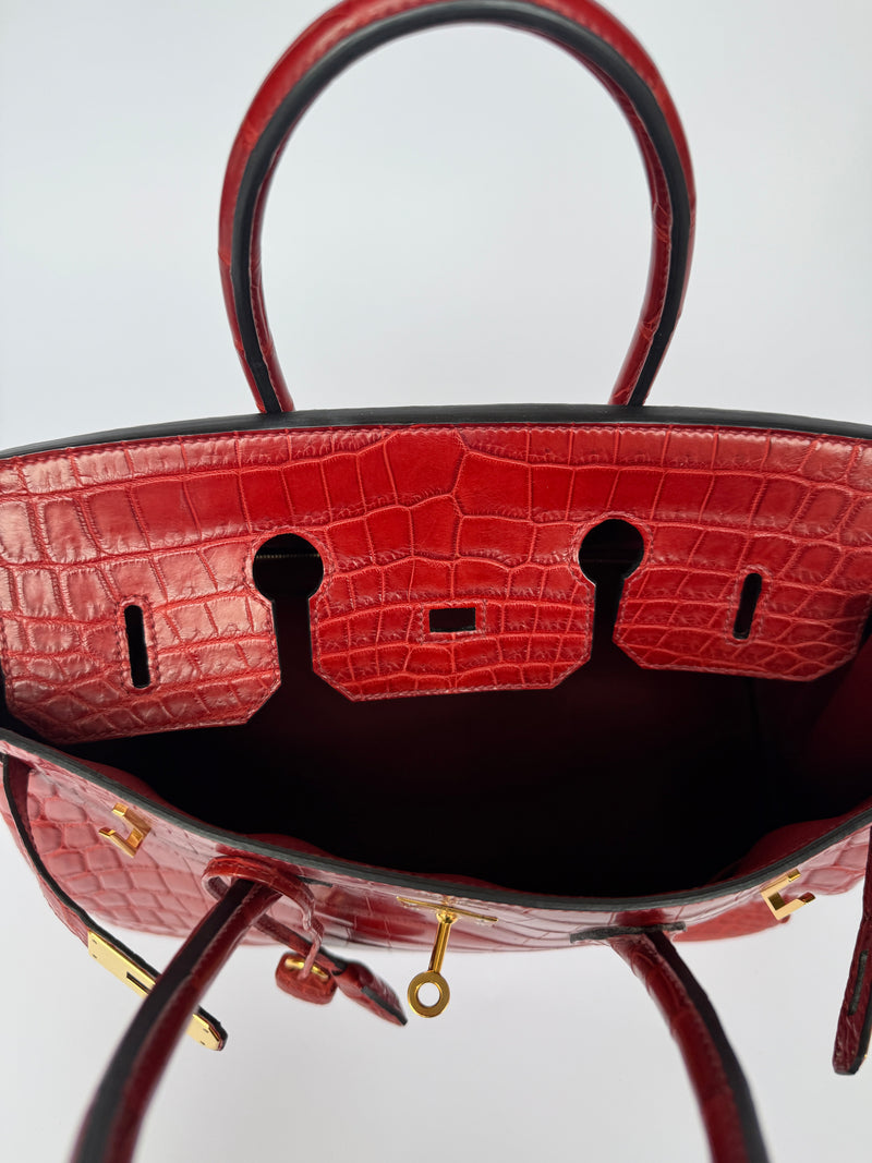 Hermès Birkin 35 Rouge H Niloticus Crocodile GHW