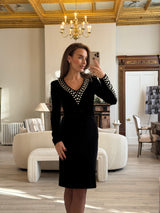 Balmain Black Velvet Studded Dress (Size40/UK12)