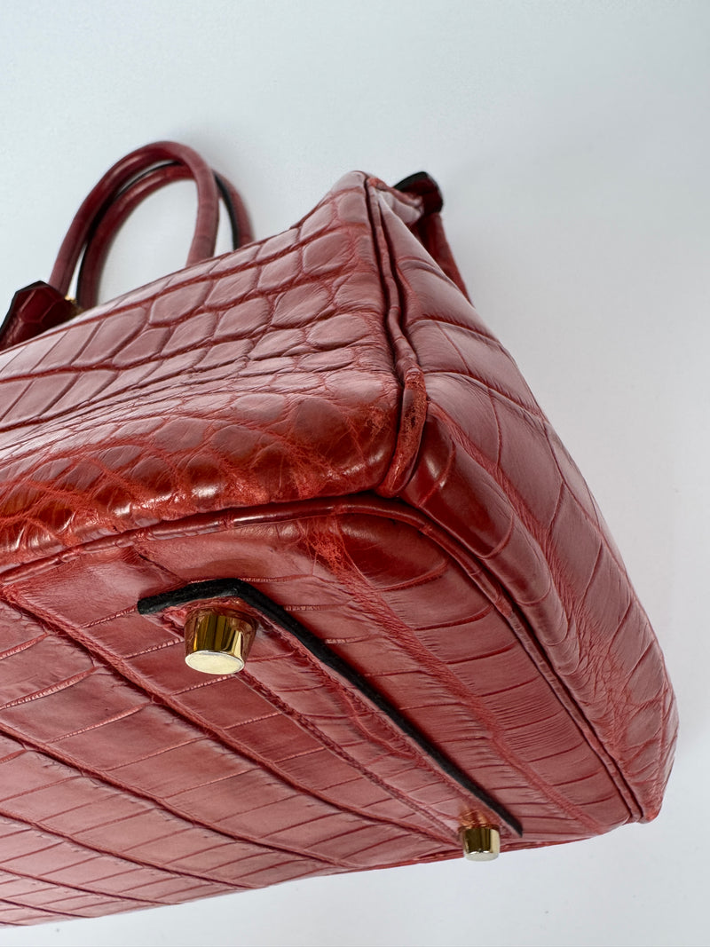 Hermès Birkin 35 Rouge H Niloticus Crocodile GHW