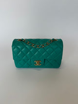 Chanel Mini Rectangle Flap Bag In Turquoise Lambskin GHW