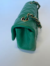 Chanel Mini Rectangle Flap Bag In Green Lambskin PGHW