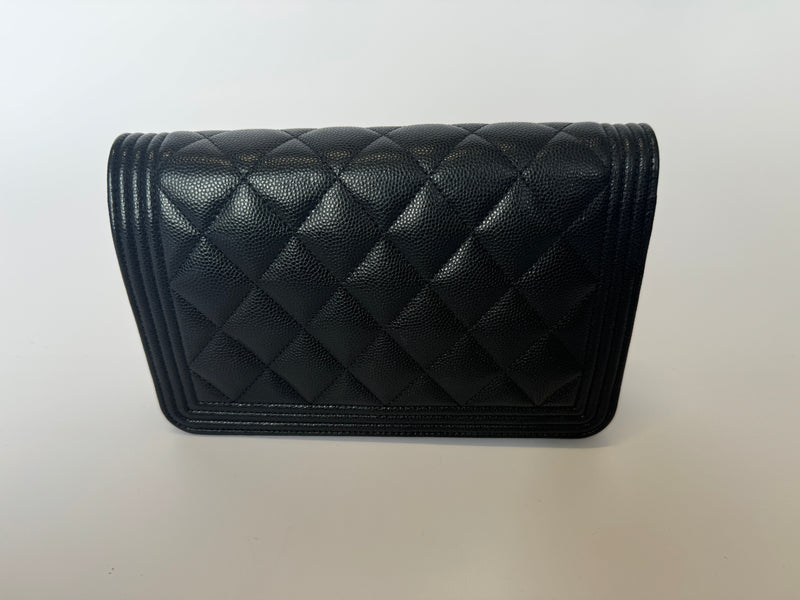 Chanel Boy Wallet On Chain In Black Caviar GHW