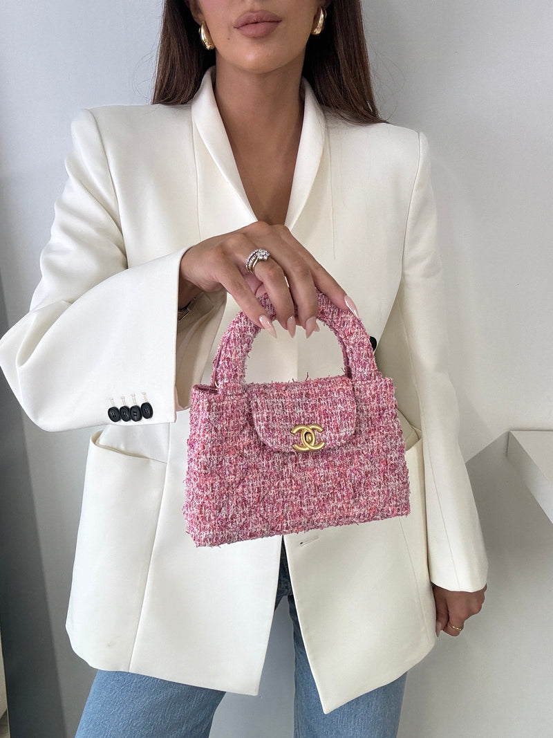 Chanel Mini Kelly Bag In Pink Tweed GHW