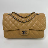 Chanel Medium Classic Double Flap Beige Lambskin With SHW