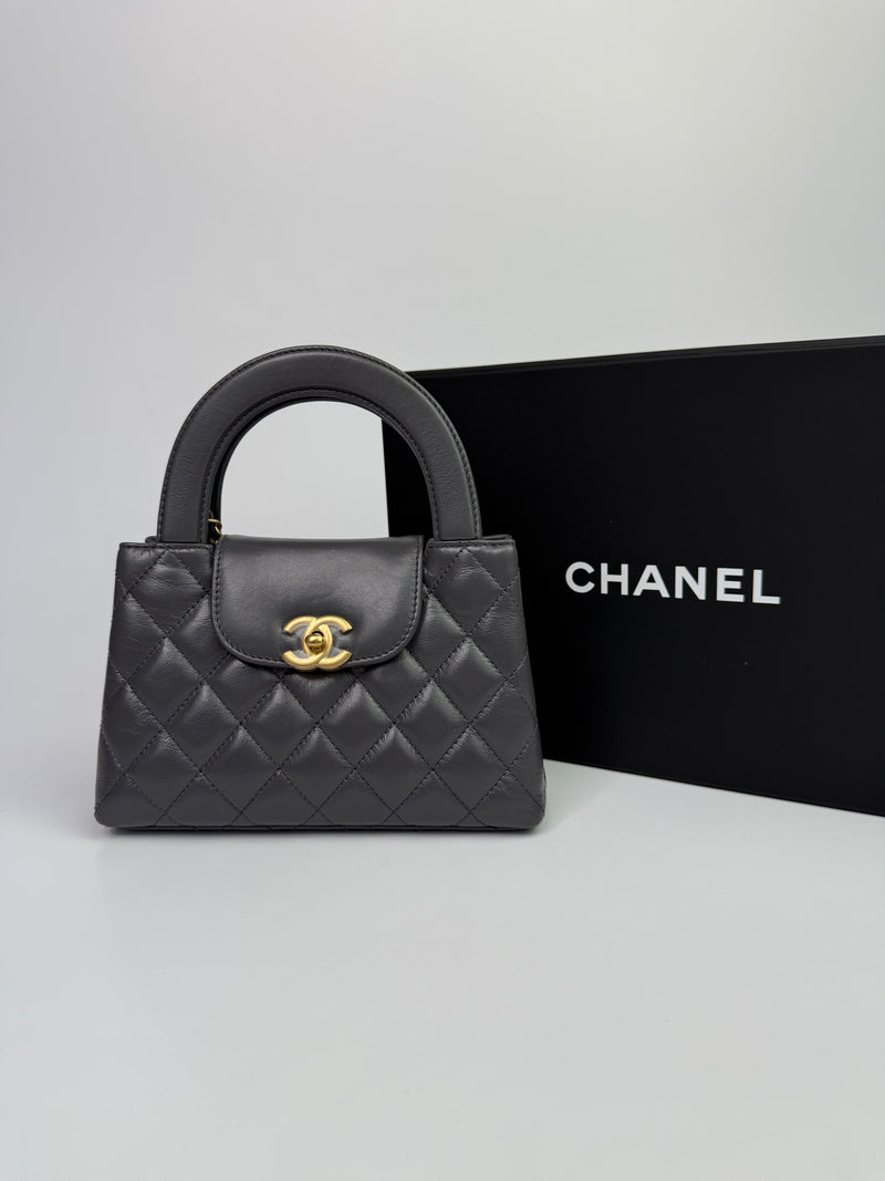 Chanel Mini Kelly Bag In Grey Calfskin GHW