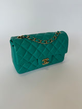 Chanel Mini Rectangle Flap Bag In Turquoise Lambskin GHW