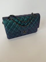 Chanel Medium Classic Flap In Iridescent Turquoise Lambskin SHW