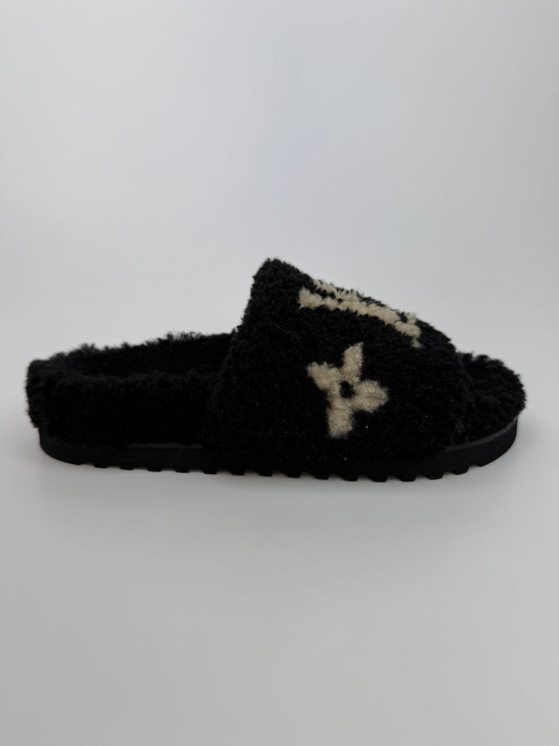 Louis Vuitton Shearling Bom Dia Flat Mules (Size 39/UK6)