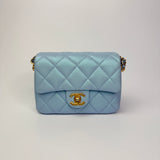 Chanel My Perfect Mini Square In Iridescent Blue Caviar Aged GHW