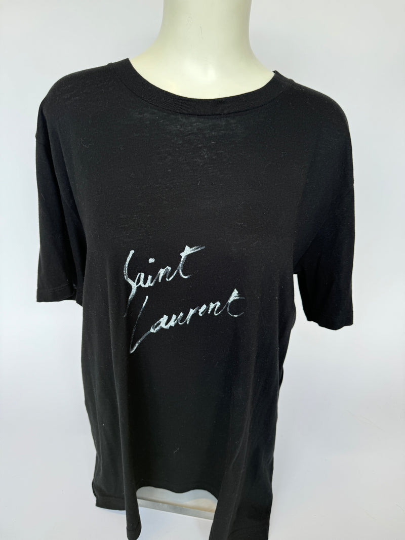 Saint Laurent Black Logo T-Shirt (Size M/UK10)