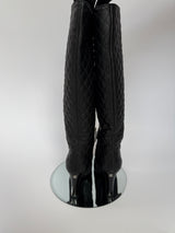 Chanel Diamond Quilted Knee Boots (Size 37.5/UK4.5)