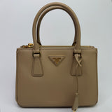 Prada Galleria Tote Small In Beige Saffiano Leather GHW