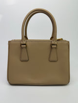 Prada Galleria Tote Small In Beige Saffiano Leather GHW