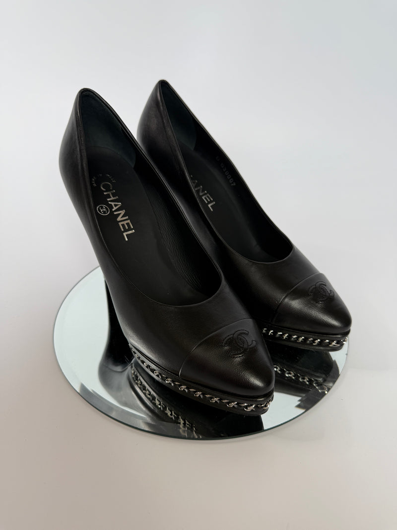 Chanel CC Toe Cap Heels  (Size 39.5/UK6.5)