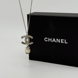 Chanel CC Pearl Drop Pendant Necklace