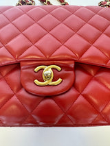 Chanel Jumbo Classic In Red Lambskin GHW