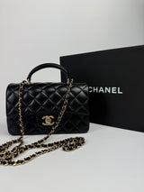 Chanel Top Handle Mini Rectangle In Black Lambskin GHW