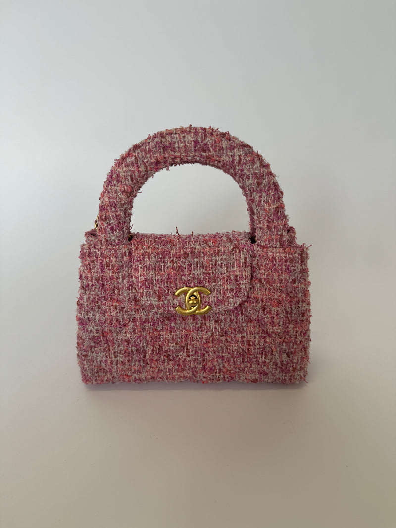 Chanel Mini Kelly Bag In Pink Tweed GHW