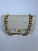 Chanel Medium Vintage Classic Flap In White Lambskin GHW