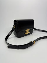 Celine Classique Teen Triomphe Bag In Shiny Black Calfskin