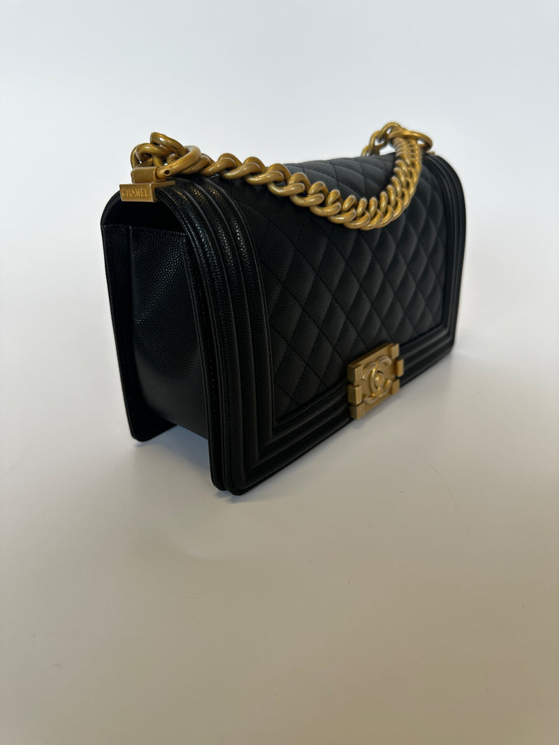 Chanel Boy Bag Medium In Black Caviar GHW