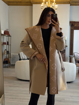 Louis Vuitton Belted Double Face Hooded Wrap Coat  (Size FR44/ UK16)