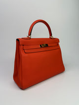 Hermès Kelly 32 In Cappucine Togo Leather GHW