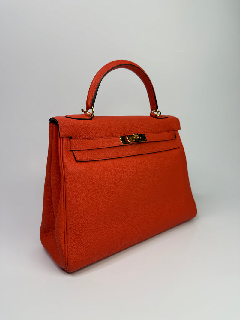 Hermès Kelly 32 In Cappucine Togo Leather GHW