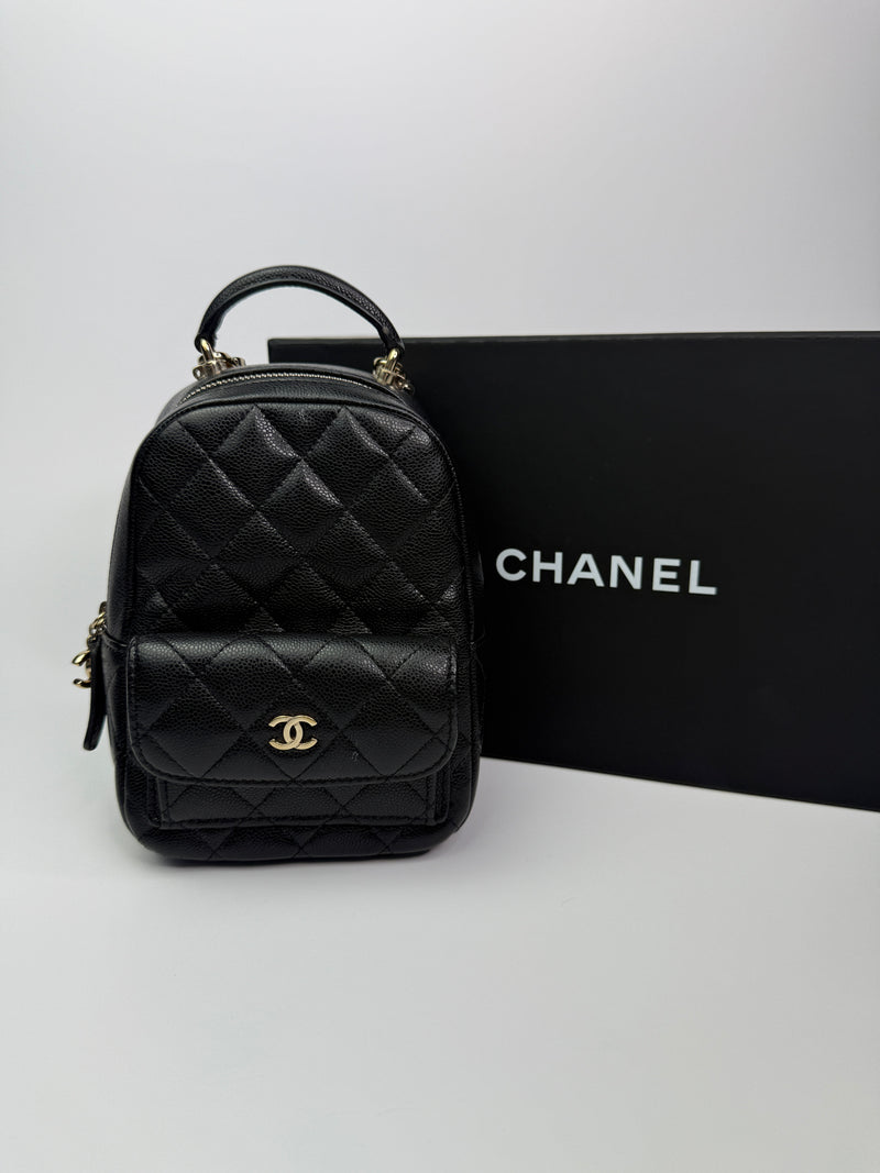 Chanel 24C Mini Backpack In Black Caviar GHW