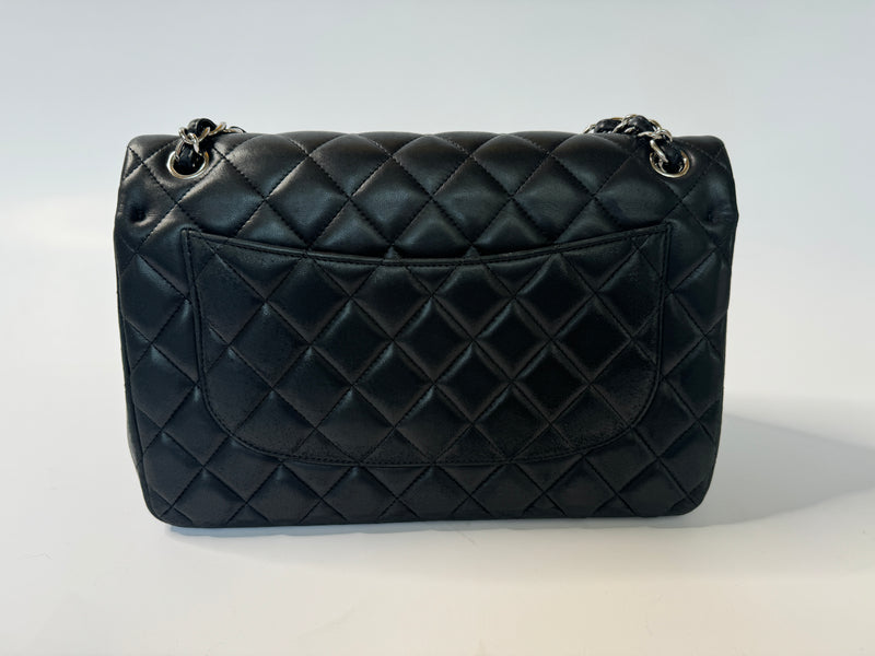 Chanel Black Lambskin Jumbo Classic Double Flap SHW