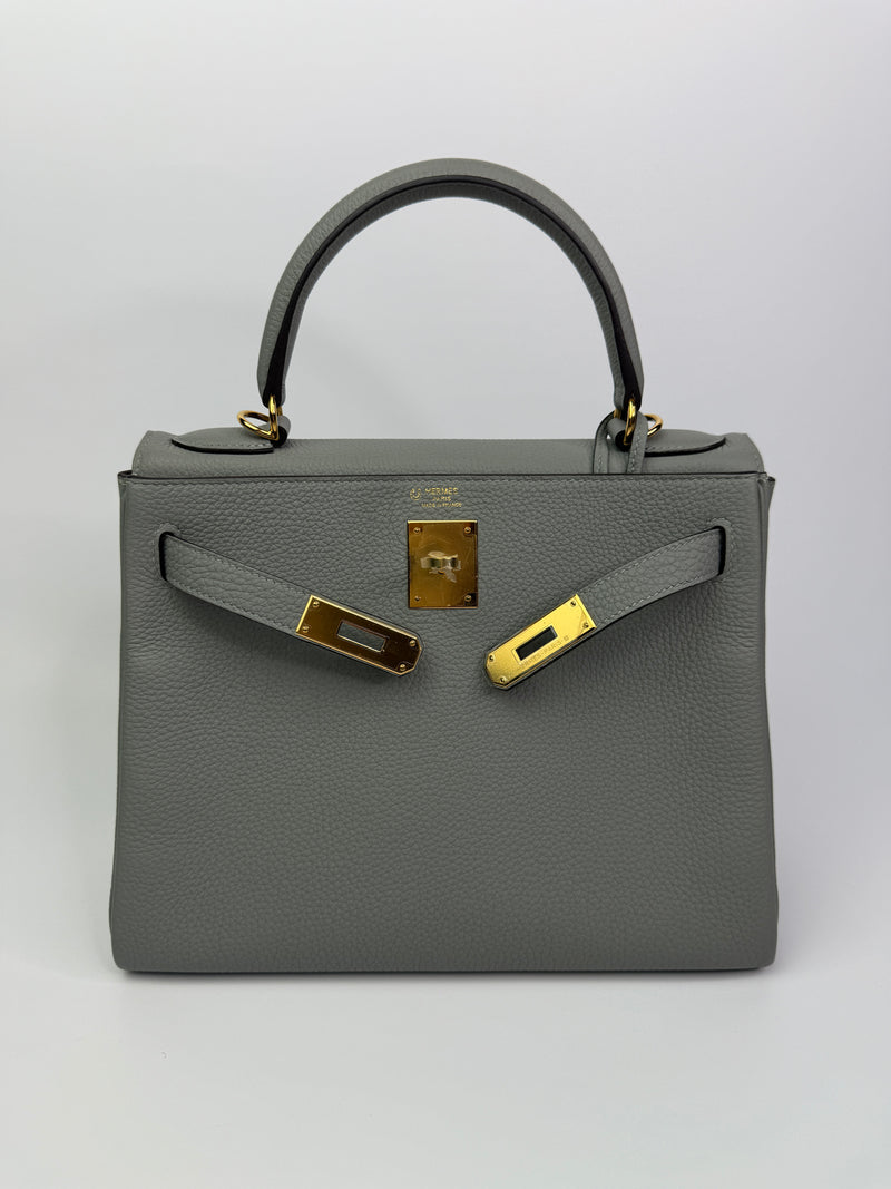 Hermès Kelly 28 In Gris Mouette Togo Leather GHW