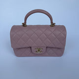 Chanel Mini Rectangular Top Handle Rose Lambskin GHW