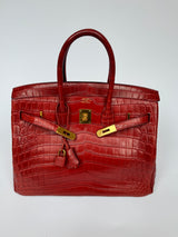 Hermès Birkin 35 Rouge H Niloticus Crocodile GHW