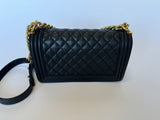 Chanel Boy Bag Medium In Black Lambskin GHW