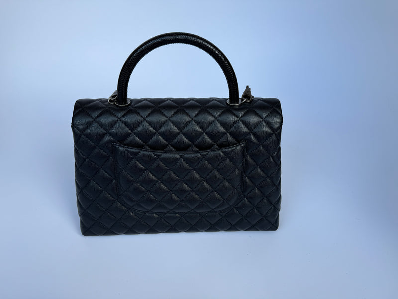 Chanel Coco Large Top Handle In Caviar Leather With RHW