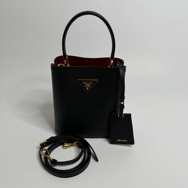 Prada Panier Small Bag In Black Saffiano Leather